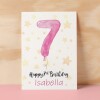 Personalised 7th Birthday Card For Girl Custom Name Card For Girl Seventh Birthday Card For Child Birthday Card for Girl Custom 7th Birthday - Small (4x6) / Blank Message