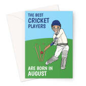 Cricket Player Birthday Card Born In August