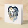 Anniversary or Valentine's Day Card For Wife Anniversary Card For Husband Boyfriend or Girlfriend Valentines Card For Him or Her Blue Owls - Square (6x6) / Blank Message