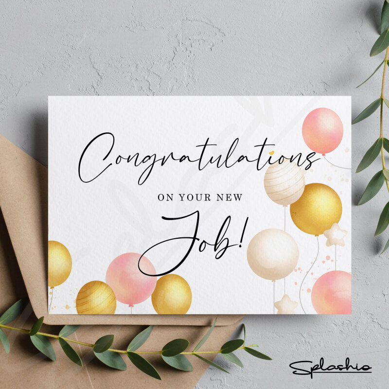 New job Card - Congratulations, Good Luck leaving Card for a co-worker, congratulations on your new job. Leaving card colleague New Job Card