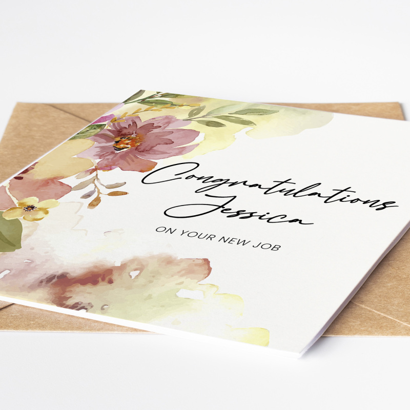 Floral Congratulations On Your New Job Personalised Card