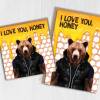 I love you honey bear in clothes Valentine's Day card for wife, husband, girlfriend, boyfriend (Animalyser) (Size A6/A5/A4/Square 6x6") - A6: Single card