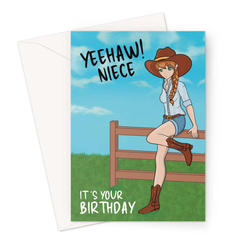 Cowgirl Birthday Card For Niece - A5 Portrait - 1 Card