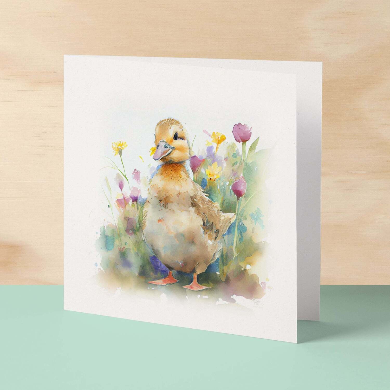 Notelet Card of a Duck For Anyone Any Occasion Card For Her or For Him Card For Birthday or Easter Card Thank You Card - Square (6x6) / Blank Message