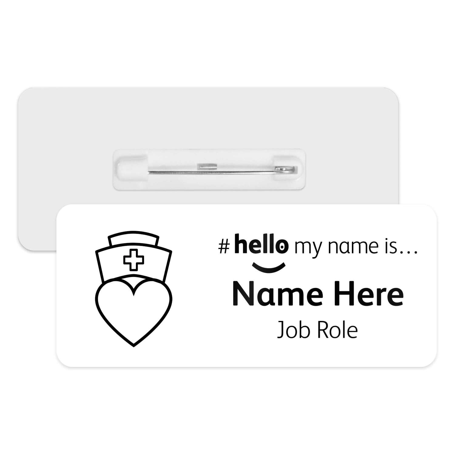 #hello my name is... Name Badge - Line Art Nurse Hat & Heart
