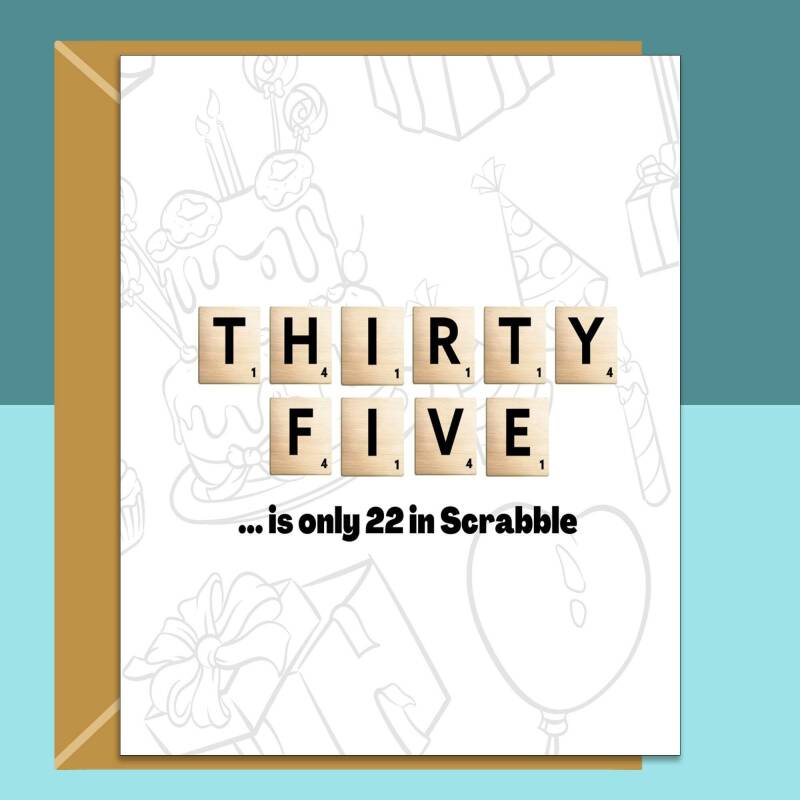 Funny 35th Birthday Card Personalised Inside - For Him or For Her - Ideal for your friend, boyfriend, girlfriend, or someone else turning 35 - Blank inside - Large