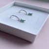 Christmas Gift Emerald Charm Earrings Silver and Gold