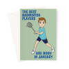 CC0859 - Badminton Greeting Card For A January Birthday Greeting Card - A5 Portrait - 1 Card