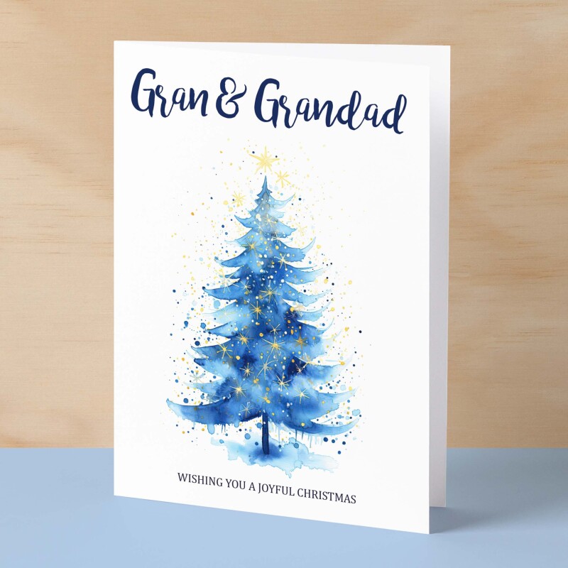 Christmas Card For Gran and Grandad Card For Granparents Xmas Card For Gran & Grandad Christmas Card for Loved Ones Christmas Tree Card - Large (5x7) / Blank Message