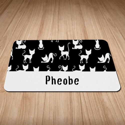 Personalised Sophisticated Cats Design Cat Bowl Mat