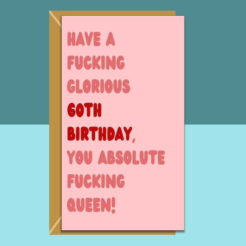 Funny 60th Birthday Card - Personalised - For Her or Him - Perfect greetings card for mum, aunt, friend, sister, anyone turning 60 years old - Blank inside - Small