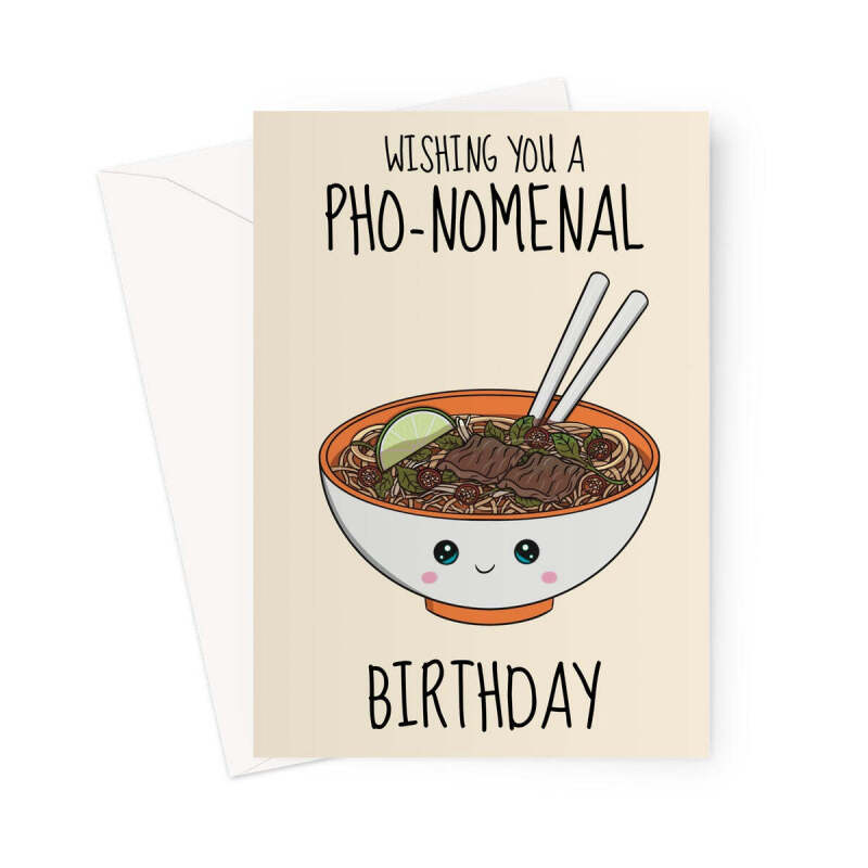 Pho Noodles Birthday Card - A5 Portrait - 1 Card