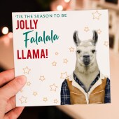 Tis the season to be jolly, Falalala Llama animal in clothes Christmas, Holidays, Xmas, festive card (Animalyser) Size A6/A5/A4/Square 6x6"