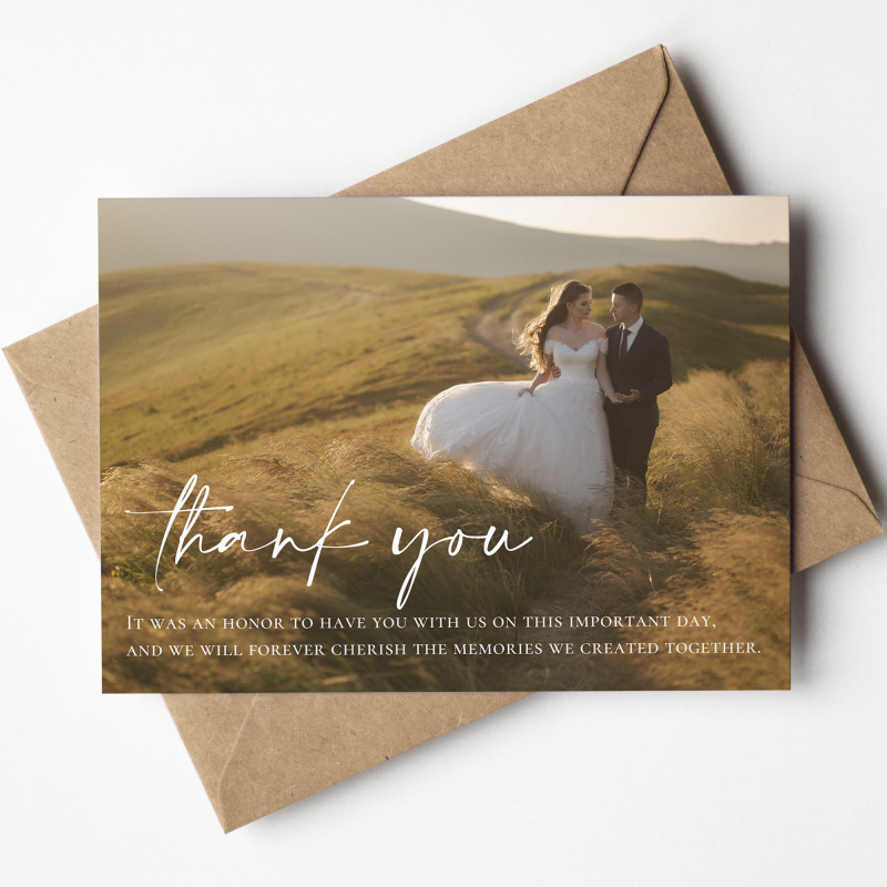 Personalised Photo Wedding Thank You Cards, Wedding Thank You Card Multipack, Modern Wedding Photo Thank You Card, Thank You With Envelopes - A6 - 4.1" x 5.8"