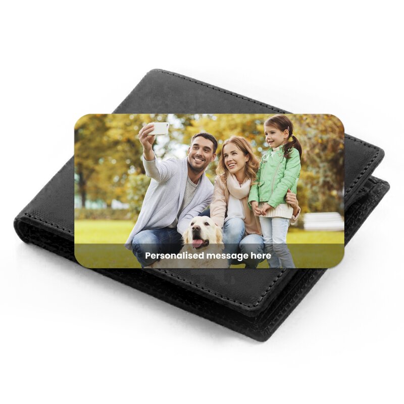 Personalised Photo Wallet Aluminium Purse Card, Metal Keepsake Gift, Gift for Grandparents, Husband, Wife Dad, Mum, Friend Custom Card - Landscape - Single Photo Card