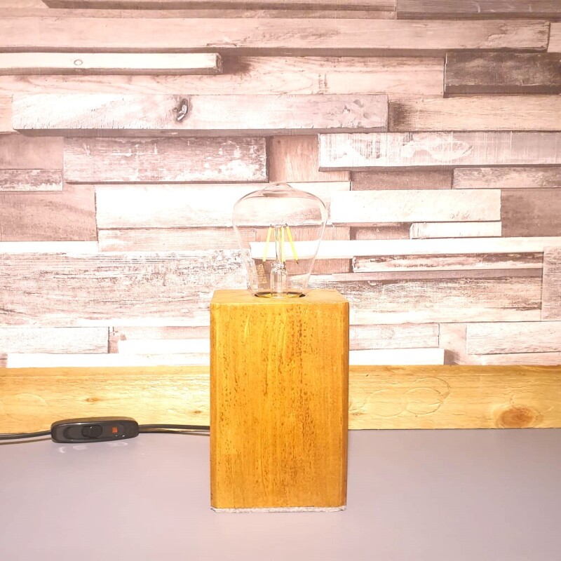 Buy2get3rd free - Large - Rustic Industrial Lamp Inset - Reclaimed Wood - Quirky Square Rectangle - Desk Lamp Table Lamp - Bedside Lamp - Man/She Cave - Handmade