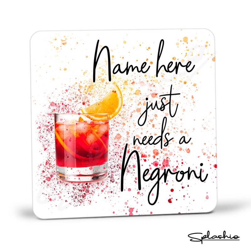 Coaster - NEGRONI Cocktail Personalised Coaster, Personalised, Fathers Day gift, Christmas Coaster, Birthday Gift, Home Bar Splash Art - Single Coaster