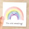 Anniversary Card Or Birthday Card For Boyfriend or Girlfriend Rainbow You Are Amazing Cute Card For Wife Love Card For Husband - Square (6x6) / Blank Message