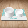 Personalised Aqua Paws & Polkadots Puppy/Dog Bowl Mat
