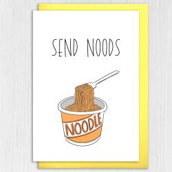 Send noods, send nudes funny Valentine's Day noodles card for wife, husband, girlfriend, boyfriend, partner (Size A6/A5/A4/Square 6x6") - A6: Single card