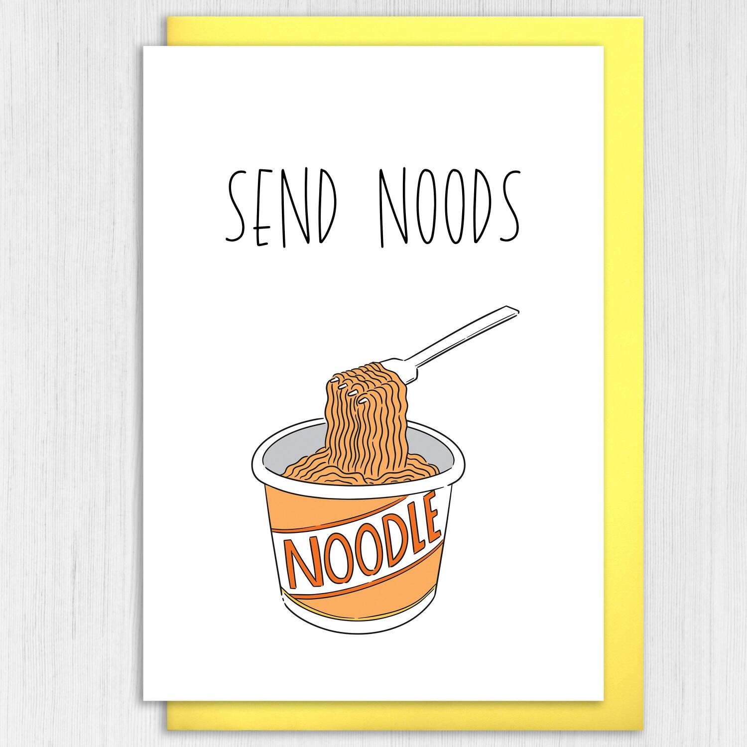 Send noods, send nudes funny Valentine's Day noodles card for wife, husband, girlfriend, boyfriend, partner (Size A6/A5/A4/Square 6x6") - A6: Single card