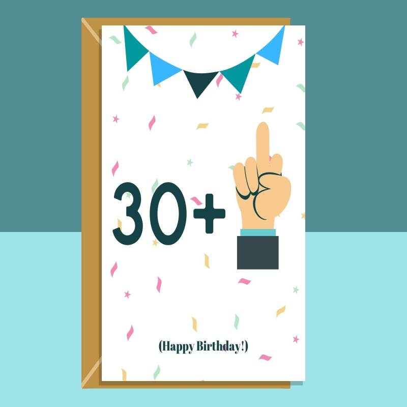 Funny 31st Birthday Card - 30 + 1 - Swearing Middle Finger birthday card for him or for her turning 31 years old - Cheeky Card