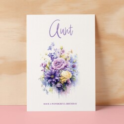 Birthday Card For Aunt Card For Her Birthday Card for Aunt Luxury Card For Aunt Birthday Card for Loved One Aunt Card Birthday Flower Card - Small (4x6) / Blank Message