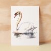 Swan Notelet Card For Anyone Any Occasion Card For Her or For Him 5x7, A6 Card For Birthday or Easter Card Thank You Card Wildlife - Small (4x6) / Blank Message