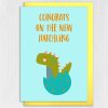 Congrats on the new hatchling cute dinosaur, dino new baby, baby shower, new parents, son, daughter card (Size A6/A5/A4/Square 6x6") - A6: Single card