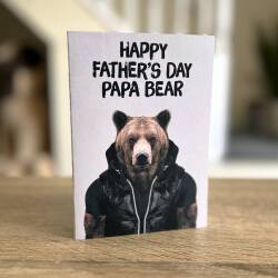 Happy Father's Day Papa Bear animal in clothes Father's Day card for dad, father, daddy, papa (Animalyser) (Size A6/A5/A4/Square 6x6") - A6: Single card