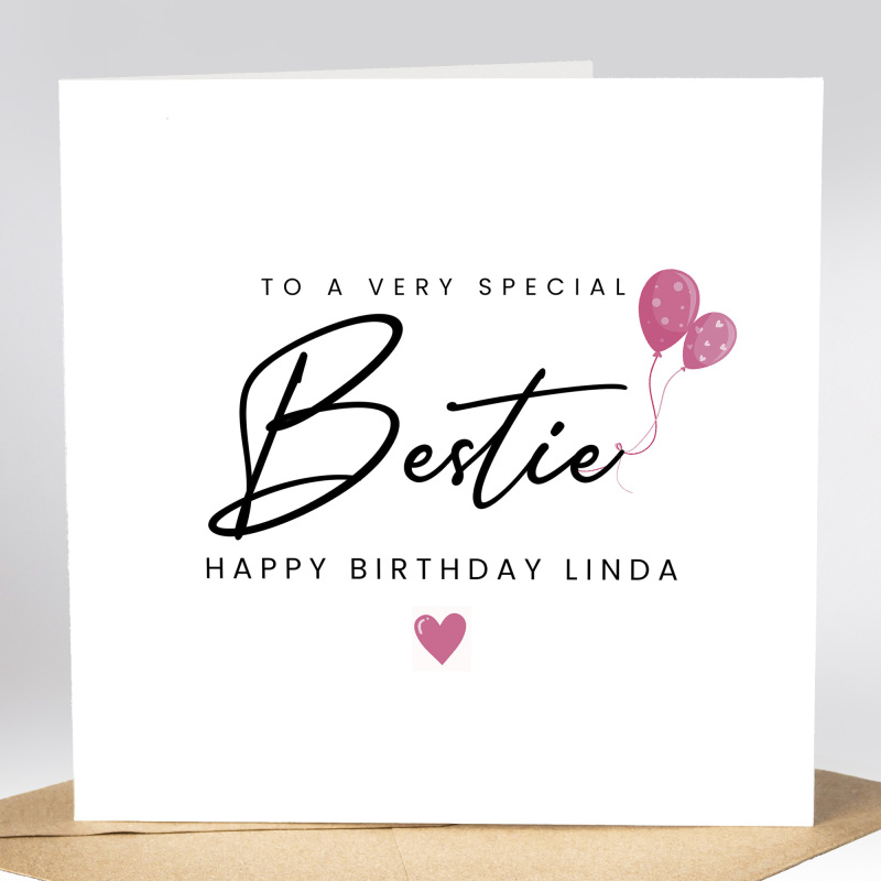 Bestie Birthday Card, Happy Birthday Bestie Card, Birthday Card For Bestie, Best Friend Birthday Card, Personalised Best Friend Birthday - A6 - 4.1" x 5.8"