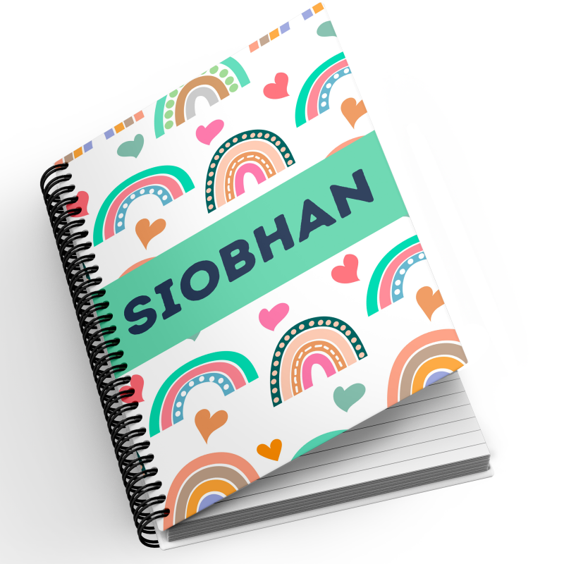 Personalised A5 Notebook - Bright Rainbows