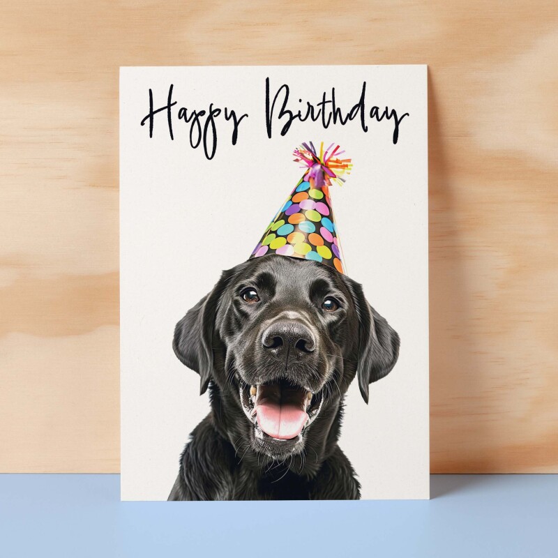 Birthday Card For Her Card For Friend Mum or Sister Birthday Card For Him Brother Dad Happy Birthday Card of Labrador Dog Fun Birthday Card - Small (4x6) / Blank Message