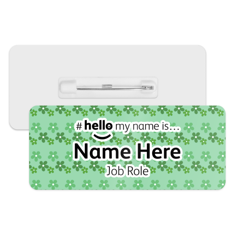 #hello my name is... Name Badge - Green Daisy Flowers