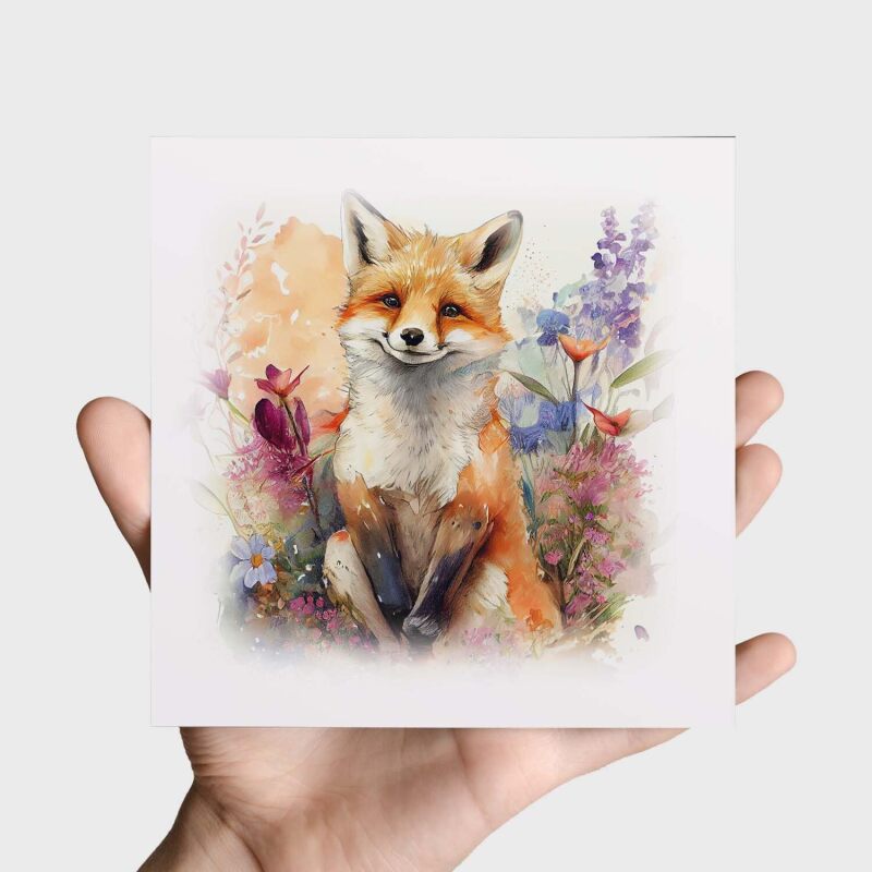 Notelet Card of a Fox For Anyone Any Occasion Card For Her or For Him Card For Birthday or Easter Card Thank You Card - Square (6x6) / Blank Message