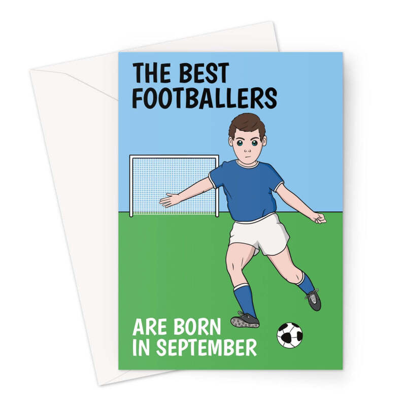 Footballer Card For September Birthday - A5 Portrait - 1 Card