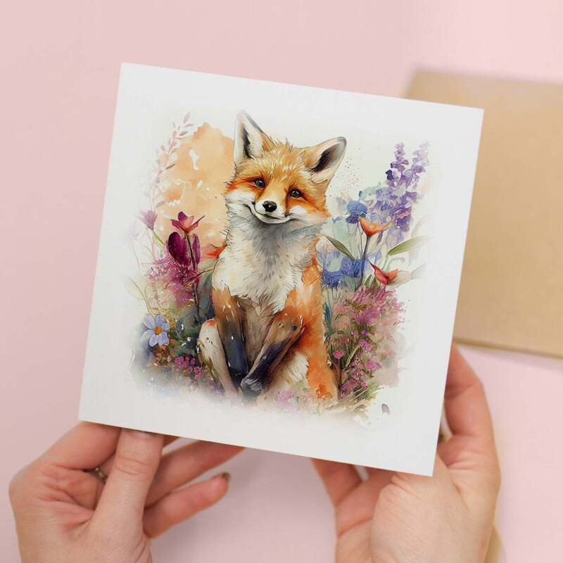 Notelet Card of a Fox For Anyone Any Occasion Card For Her or For Him Card For Birthday or Easter Card Thank You Card - Square (6x6) / Blank Message
