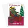 Merry Christmas Card - Funny Bah Humbug Miserable Toad And Wine - A5 Portrait - 1 Card