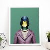 Duck in clothes, animal print, wall art - A5 - Glossy - Blue