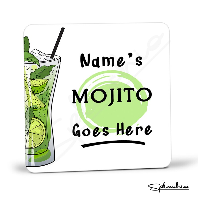 MOJITO Cocktail Personalised Coaster, Cocktail Mojito Coaster, Fathers Day gift, Christmas Coaster, Secret Santa, Birthday Gift, Home Bar. - Single Coaster