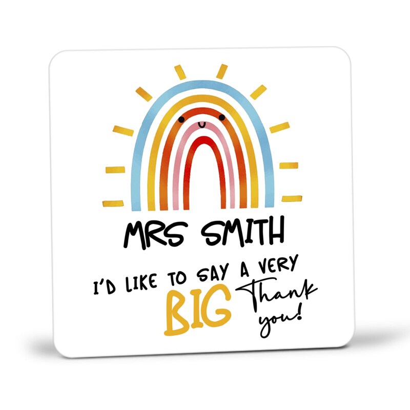 Personalised Thank You Coaster - Thank You Teacher Gift, Thank You For Being All Kinds Of Wonderful Rainbow Thank You Gift Thank You Coaster - set of 5 coasters