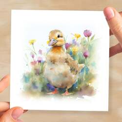 Notelet Card of a Duck For Anyone Any Occasion Card For Her or For Him Card For Birthday or Easter Card Thank You Card - Square (6x6) / Blank Message