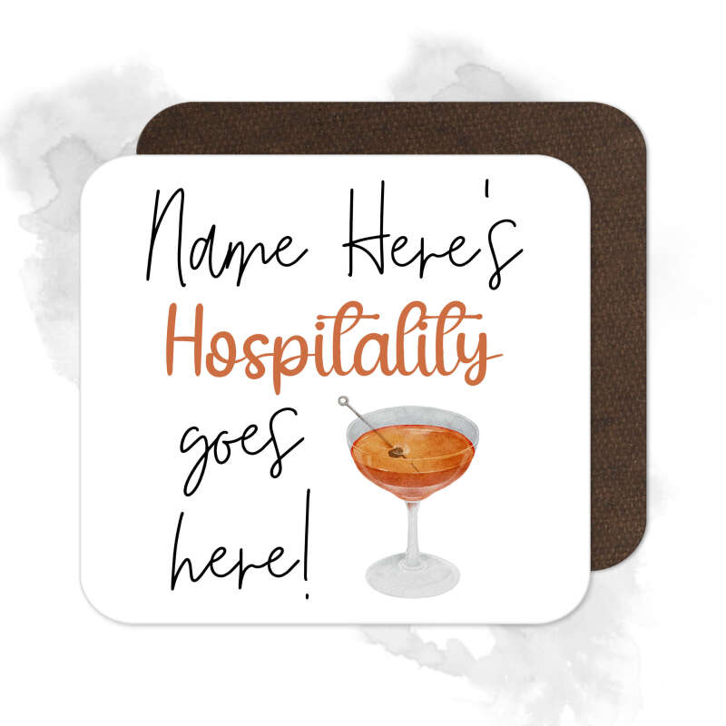 Personalised Drinks Coaster - Name's Hospitality Cocktail Goes Here!