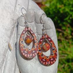 Mookaite and Wood charm Earrings