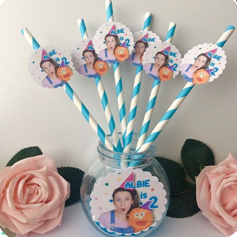 Unofficial Personalised Ms Rachel Birthday Party Straws, ANY AGE Birthday Straws - 6 straws only - Multicoloured