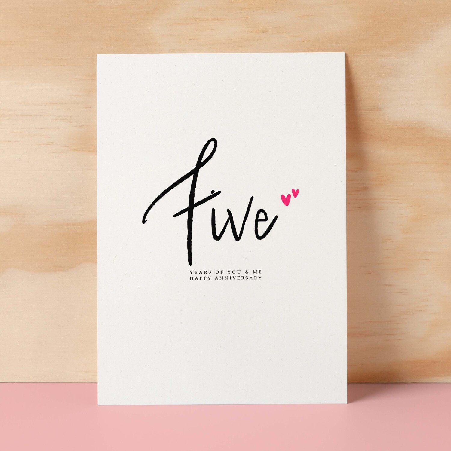 Five Year Anniversary Card For Husband 5 Year Anniversary Card Boyfriend or Girlfriend Wedding Anniversary Card For Wife - Small (4x6) / Blank Message