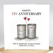 10 Year Anniversary Card, Tin Anniversary Card