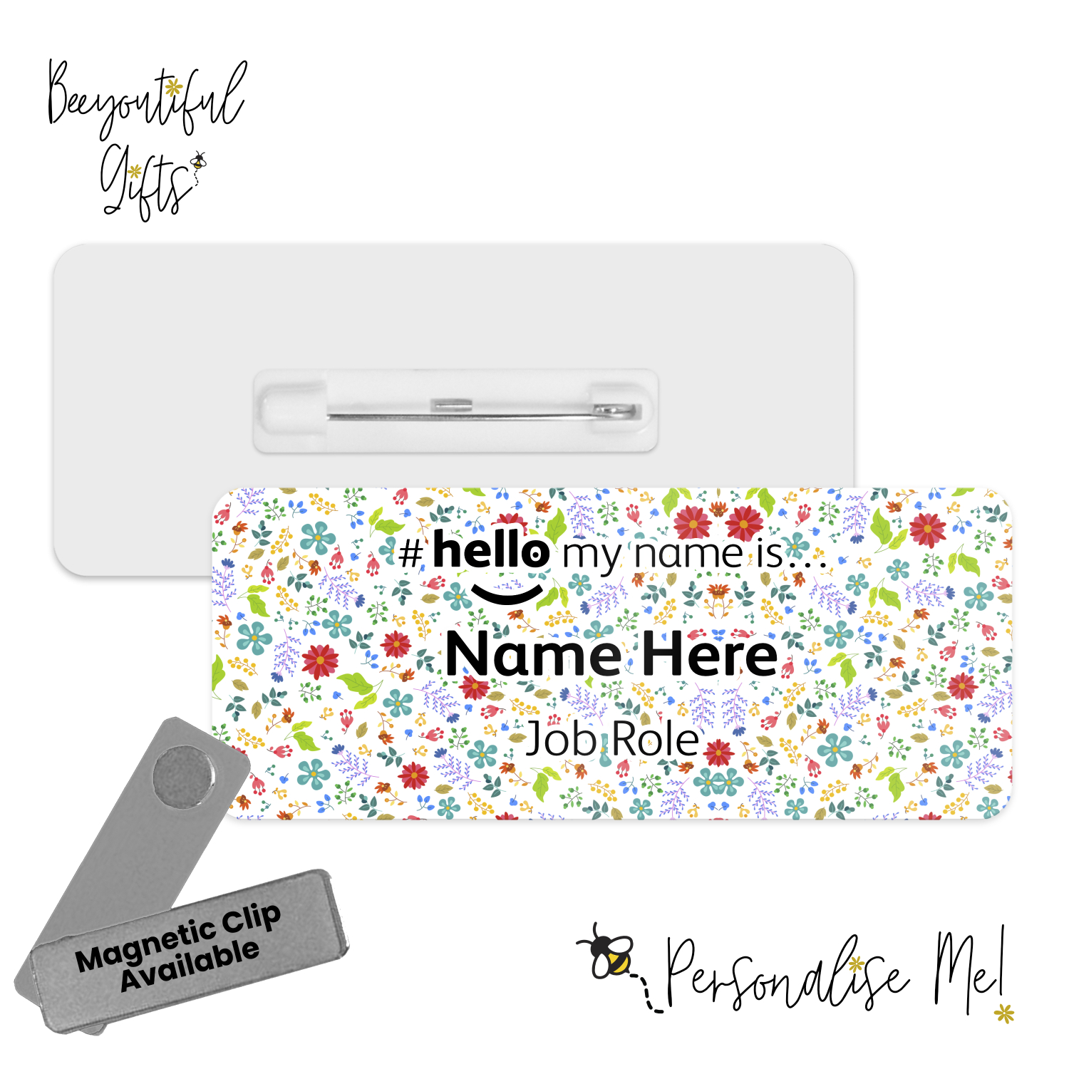 #hello my name is... Name Badge - Ditsy Flowers Background