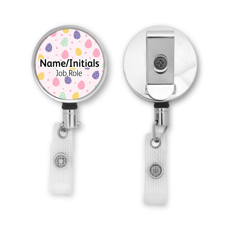 Personalised Metal ID Reel - Pastel Easter Eggs