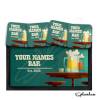 Personalised Bar Runner Mat, Custom Beer Mats & 4 x Drinks Coasters Gift Set Garden Bar Sets / Personalised Mats Home Bar Western Bar Mat - Set of 4 Coasters